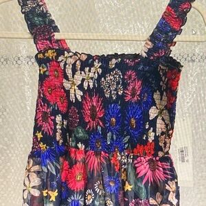 Floral Smocked Sundress with Straps - Multicolor